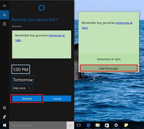 set a reminder at 5:00 p.m.|How to create reminders using Cortana on Windows 10.
